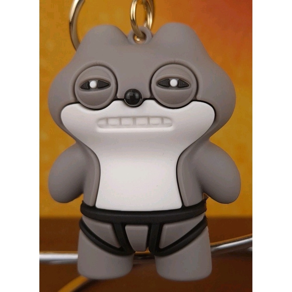 Fuggler Ugly Monster 3D PVC Keychain Gray & White Figure Backpack Clip Keyring‎